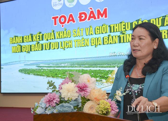 Phó chủ tịch UBND tỉnh Bến Tre Nguyễn Thị Bé Mười phát biểu tại tọa đàm.